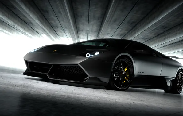 Чёрный, Lamborghini, матовый, black, ламборджини, Murcielago, LP670-4, ламборгини