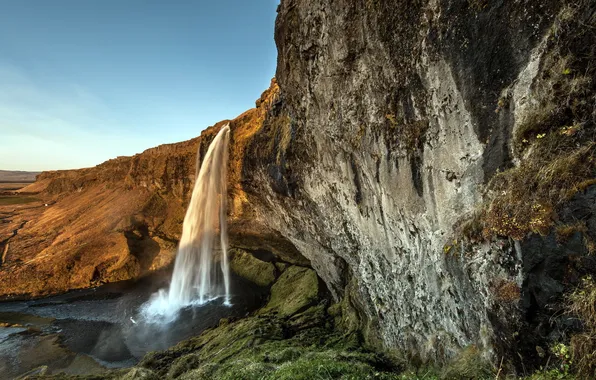 Картинка пейзаж, горы, водопад