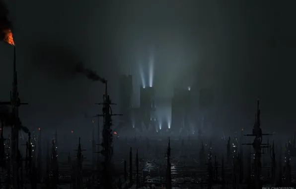 Картинка факел, мегаполис, смог, BLADE RUNNER 2049, Black Out 2022