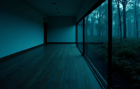 Dark, blue, Forest, interieur