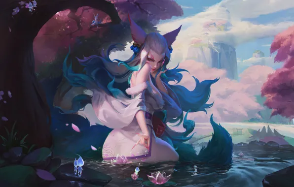 Art, Water, Mountain, League of Legends, Skin, LoL, Ahri, Ari