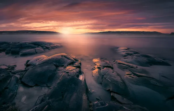 Небо, закат, озеро, Норвегия, Norway, Tyrifjorden, Ole Henrik Skjelstad