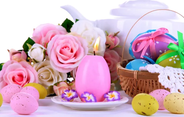 Картинка розы, яйца, пасха, pink, flowers, eggs, easter, roses