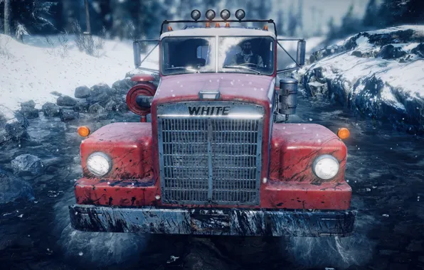 HDR, Alaska, Winter, Water, Lights, Snow, Truck, Game