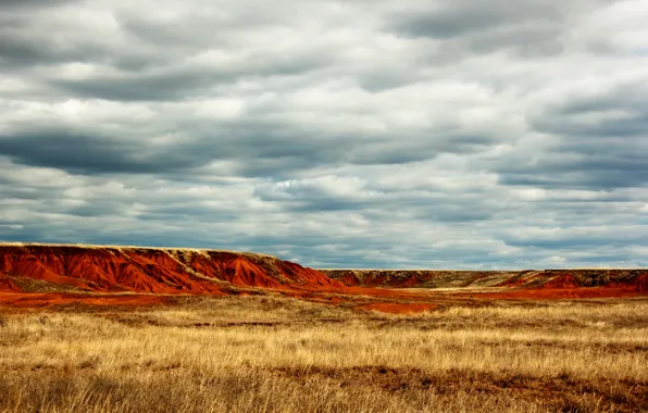 Небо, облака, горы, степь