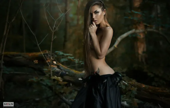Лес, девушка, поза, длинные волосы, Anna Grace, Александр Мельн