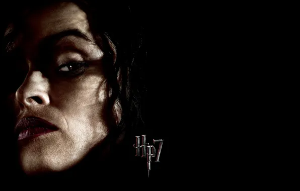 Картинка лицо, чёрный фон, Helena Bonham Carter, гарри поттер и дары смерти, Хелена Бонем Картер, Bellatrix …