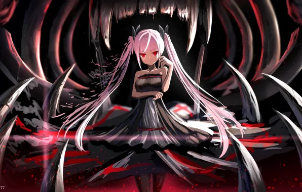 Девушка, аниме, клыки