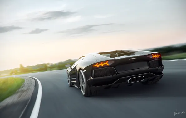 Картинка скорость, Lamborghini, размытость, Ламборджини, чёрная, black, блик, Ламборгини