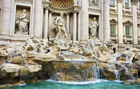 Картинка фонтан, скульптура, италия, рим, треви