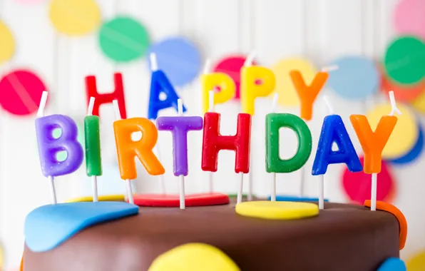 День рождения, свечи, colorful, торт, cake, Happy Birthday, candles, letters
