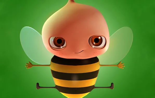 Картинка зеленый, Пчела