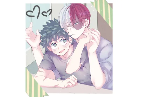 Парни, сидят, Моя геройская академия, My Hero Academia, Boku No Hero Academia, Мидория Изуку, Тодороки …