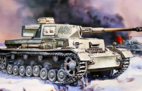 Рисунок, PzKpfw IV, немцы, вермахт, панцер 4, средний танк