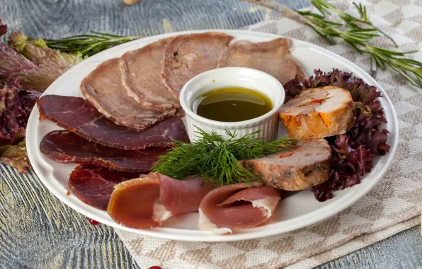 Мясо, соус, нарезка, ветчина, бастурма