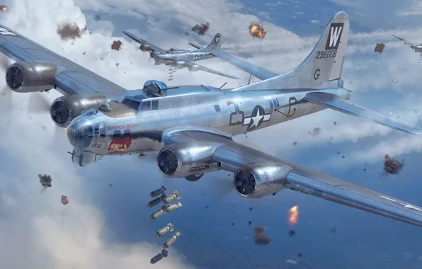 США, бомбардировщик, Boeing B-17 Flying Fortress, Тяжелый, US Airforce, Piotr Forkasiewicz, B-17G Early Production