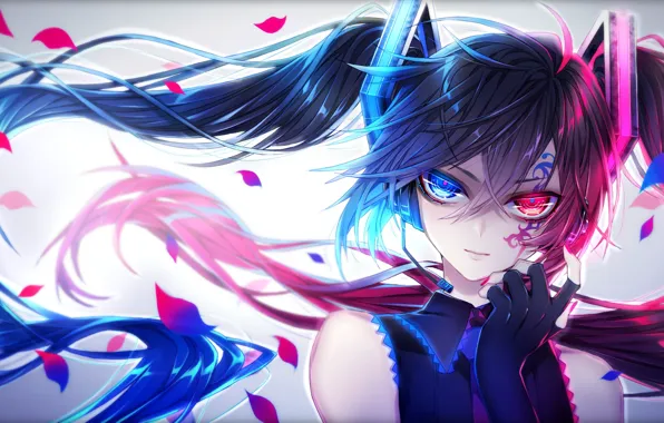 Взгляд, девушка, арт, vocaloid, hatsune miku