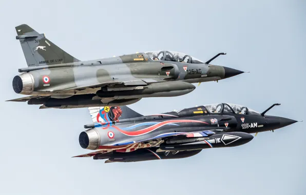 Истребитель, Пара, Mirage 2000, ВВС Франции, Armée de l'Air, Dassault Mirage 2000