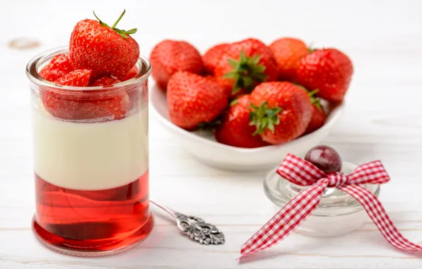 Картинка ягоды, завтрак, клубника, крем, десерт, Panna cotta, Oleg Bannikov