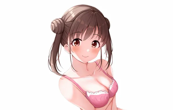 Girl, sexy, lingerie, bra, cleavage, brown hair, boobs, anime