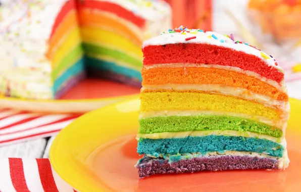Картинка радуга, colorful, торт, rainbow, cake, Happy, День Рождения, Birthday