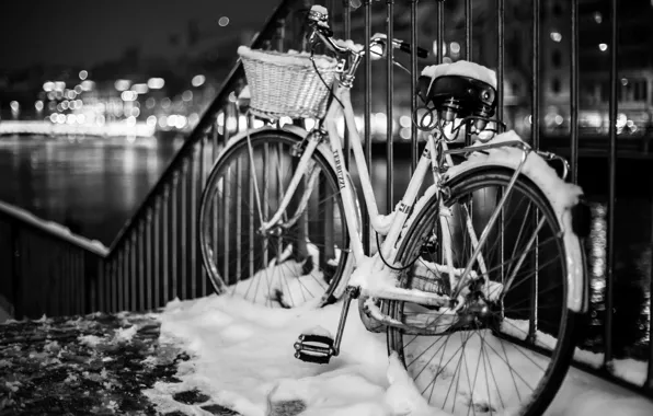 Велосипед, bokeh, black&ampamp;white