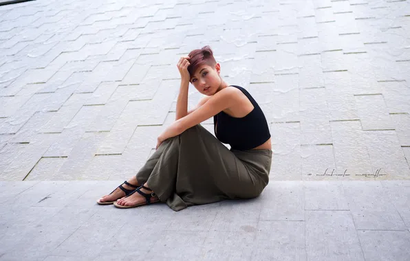Girl, model, tattoo, cute, outfit, giorgia soleri, short haircut