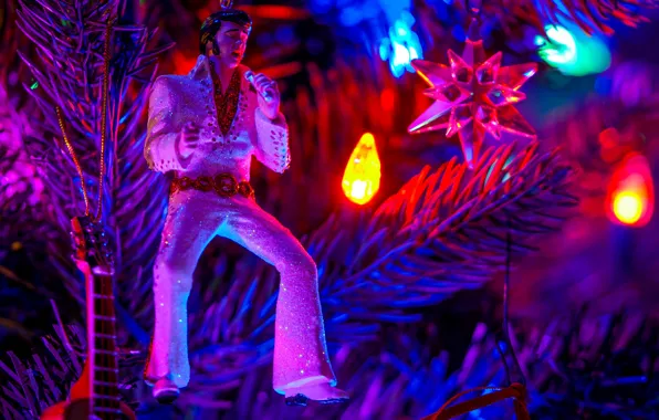 Огни, праздник, игрушка, елка, гирлянда, Elvis Presley