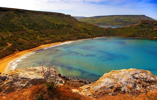 Картинка море, пейзаж, горы, природа, побережье, Мальта