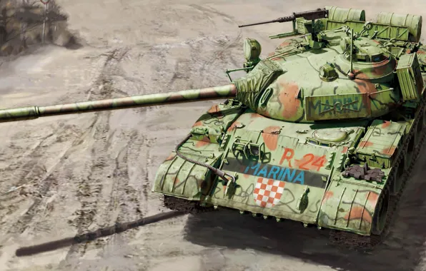 Рисунок, основной боевой танк, Т-55А, советский средний танк, MARINA