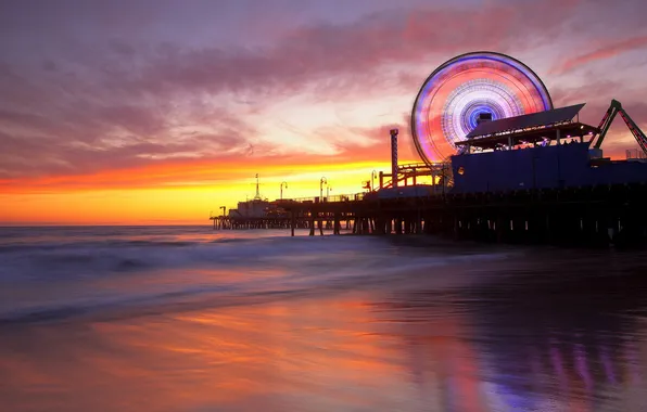 Картинка море, ночь, United States, California, Santa Monica