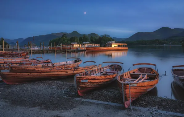 Blue Hour, Boats, Derwentwater, English Lake Distict