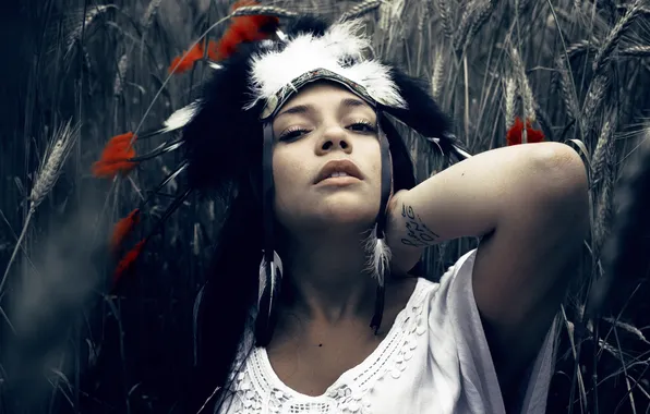 Взгляд, фон, Indian Girl