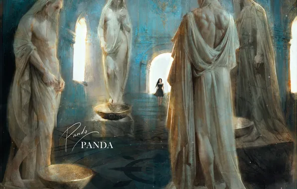Девушка, статуи, скульптуры, by Panda