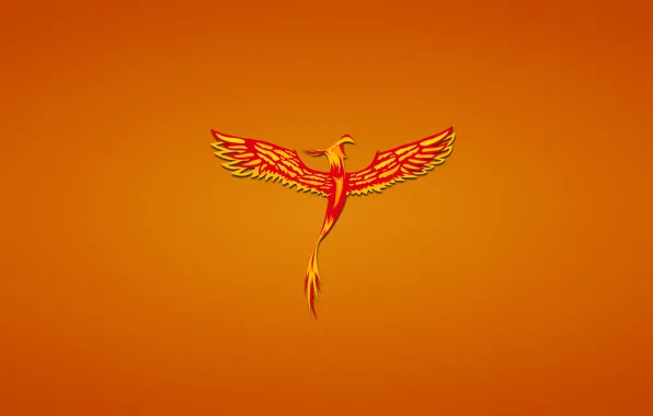 Птица, минимализм, красная, феникс, phoenix, fenix, красноватый фон