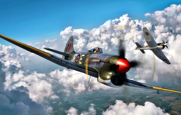 RAF, многоцелевой истребитель, Hawker Tempest Mk.V, времен Второй Мировой войны, Двигатель Napier Sabre II, Hawker …