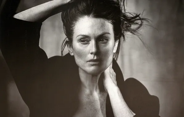 Portrait, Julianne Moore, Peter Lindbergh, black white