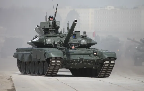 Картинка дорога, танк, Т-90, ВС России, танкисты, бетонка