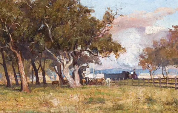 Пейзаж, картина, Фредерик Мак-Каббин, Утренний Поезд, Frederick McCubin