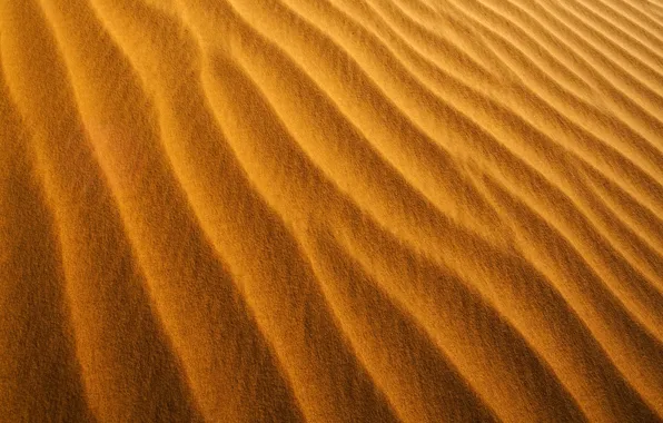 Песок, оранжевый, желтый, барханы, ветер, берег, побережье, пустыня