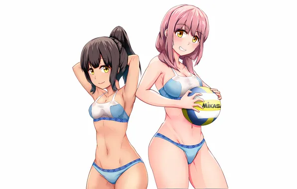 Sexy, cleavage, pink hair, girls, boobs, anime, beautiful, twintails