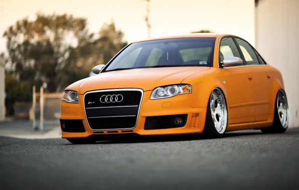 Orange, stance, bagged, Rotiform’s, Audi RS4
