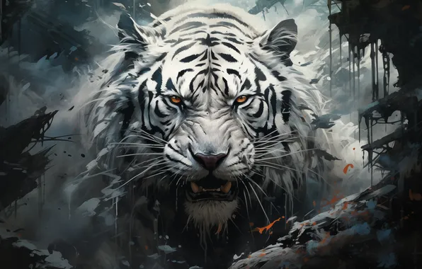 Картинка white, fantasy, tiger, art