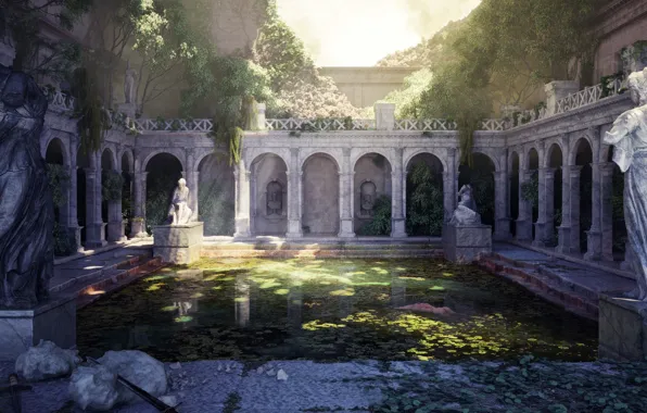 Растительность, архитектура, статуи, водоём, The Fall of Rome