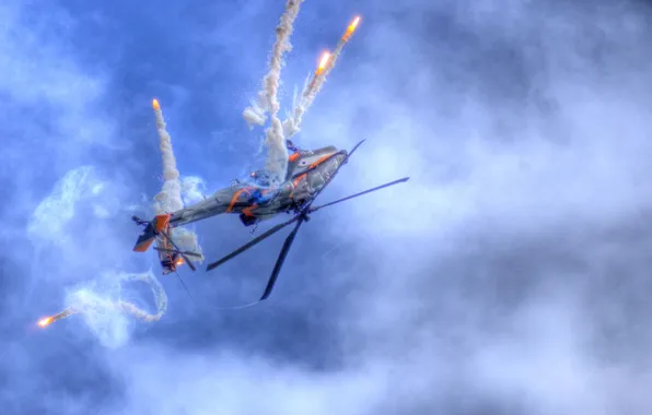 Flares, helicopter, in flight