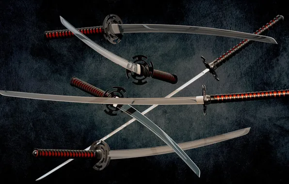 Wallpaper, metal, red, sword, black, weapon, background, katana