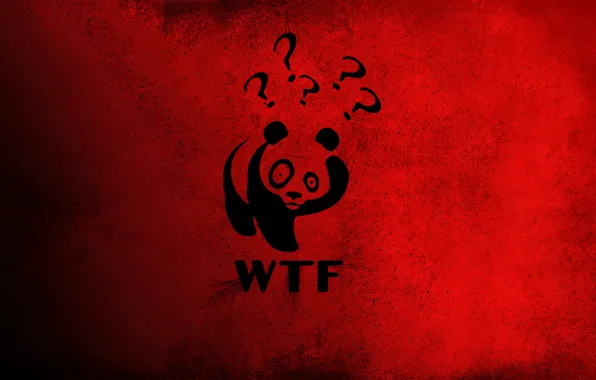 Картинка красный, Панда, Китай, Винни-Пух, wtf, знак вопроса, большие глаза.