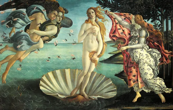 Картинка картина, Рождение Венеры, мифология, Сандро Боттичелли