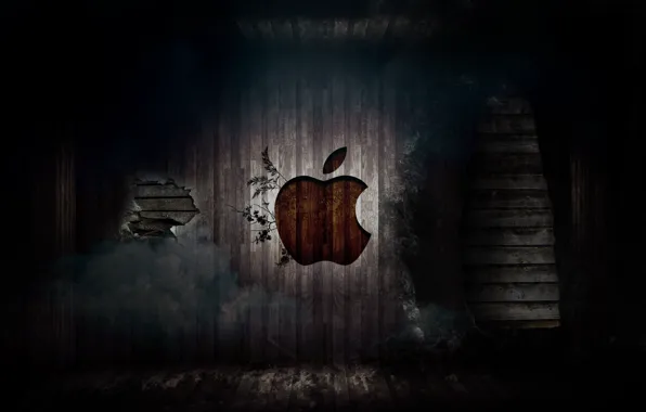 Картинка стена, apple, яблоко, mac, logo