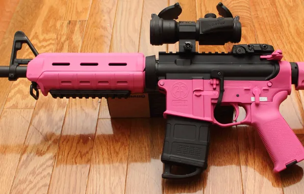 Картинка pink, ar15, assault rifle, magpul